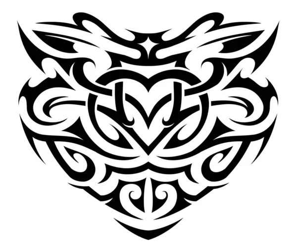 部落艺术纹身设计为波利尼西亚族风格 适合印刷和油墨 — 图库矢量图片