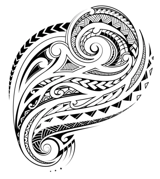 波利尼西亚部落式纹身设计 适合做服装印花 免版税图库插图