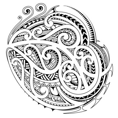 Göğüs ve omuz bölgesi için Polinezya stili dövme tasarımı