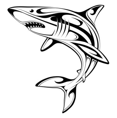 Tribal shark design. Good for stickers and stencils