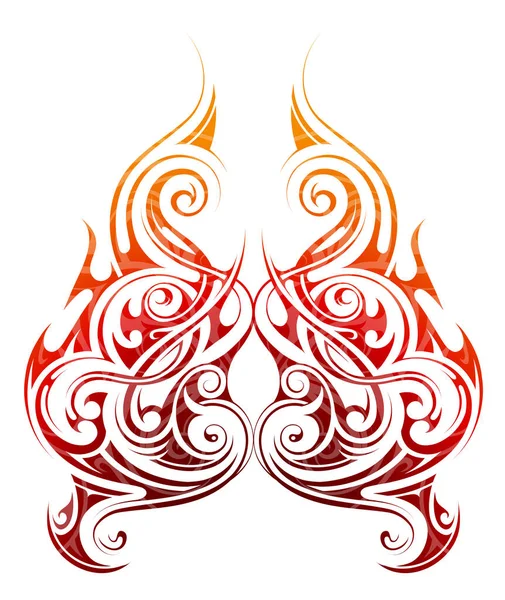 Tribal Art Fire Flames Stickers Stencil Print — Stock Vector