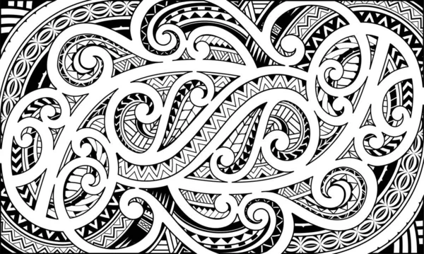 ポリネシアの民族様式の部族芸術の入れ墨のデザイン — ストックベクタ