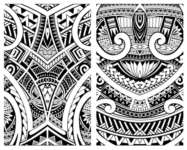 Набор Орнаментов Маори Этнические Темы Могут Использованы Качестве Татуировки Тела — стоковый вектор