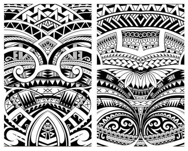 Conjunto Ornamentos Estilo Maori Temas Étnicos Podem Ser Usados Como —  Vetores de Stock