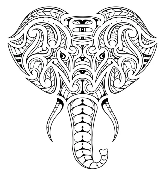 装飾的な象の頭の入れ墨のデザイン 印刷物やステッカーに最適 — ストックベクタ