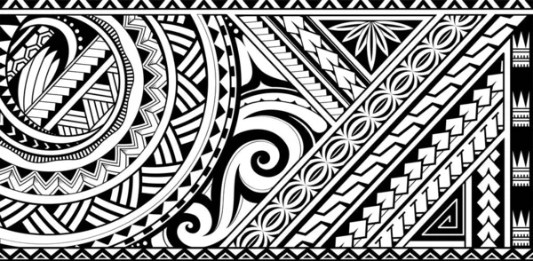 Diseño Arte Tribal Estilo Polinasiático Bueno Para Tatuaje Del Brazalete — Vector de stock