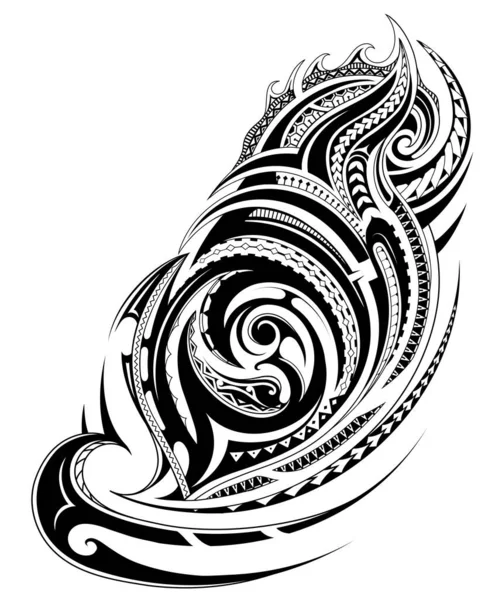 Tatouage Art Tribal Dans Style Ethnique Polynésien Bon Pour Encre — Image vectorielle