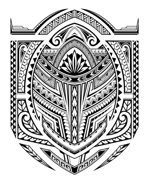 Tatuaggio Scudo Decorativo Stile Polinesiano Buono Inchiostro Stampe Grafiche Vettoriali