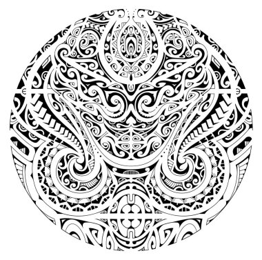 Polinezya tarzı dövme tasarımı. Mürekkep ve parmak izi için iyi.