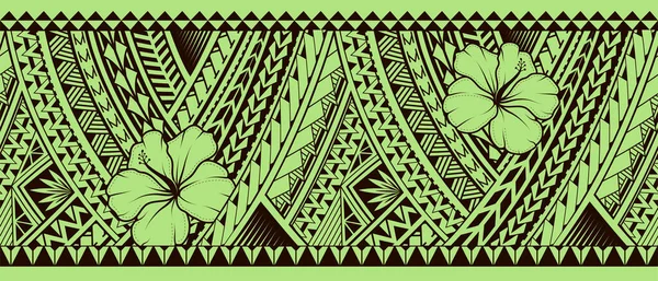 玻里尼西亚人风格的部落艺术设计 配以芙蓉花 适合无缝臂章纹身和服装打印 图库矢量图片