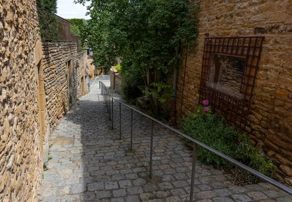 Val Oingt Small Hiking Street Old Houses France — Stockfoto