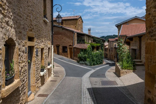Val Oingt Small Street Old Houses France Stok Resim