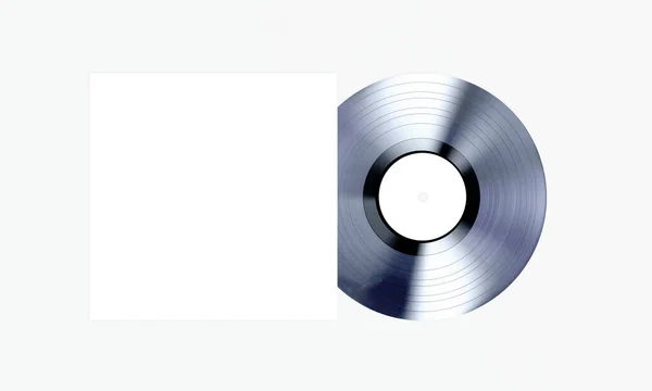 カバートップビューモックアップ付き3Dレンダリングビニールレコード — ストック写真