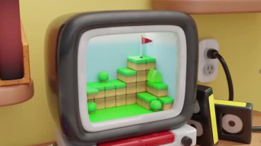 Bir bilgisayar döngüsü üzerinde video oyunu 3D daimi tatmin edici animasyon