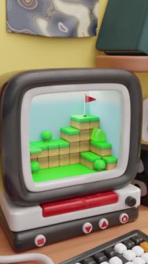 Bir bilgisayar döngüsü üzerinde video oyunu 3D daimi tatmin edici animasyon