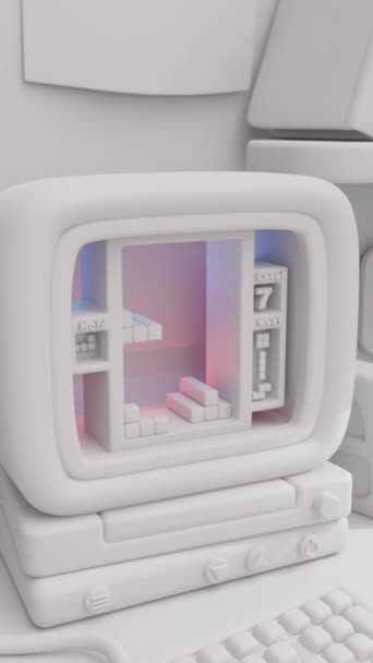 コンピュータループ3D永久に満足するアニメーションのビデオゲーム — ストック動画