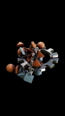 Yüzen geometrik şekillerin dikey 3d animasyonu