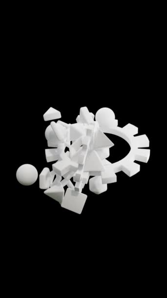 浮かぶ幾何学的な形の縦3Dアニメーション — ストック動画