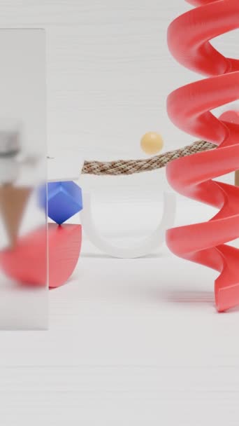 Scène Colorée Formes Géométriques Déplaçant Boucles — Video