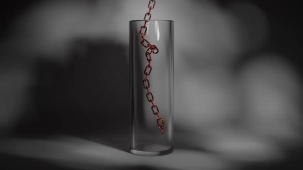 链落入玻璃3D动画中 — 图库视频影像