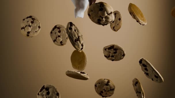 Liquid Falling Chocolate Cookies Animáció — Stock videók