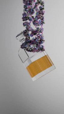 Şişenin üzerine düşen bitkilerin 3 boyutlu animasyonu