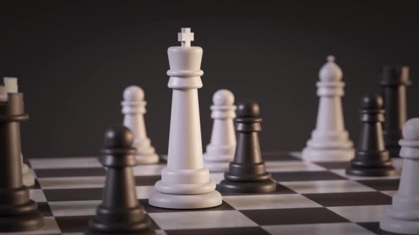 Chessboard Animering Svart Bonde Slå Den Vita Kungen — Stockvideo