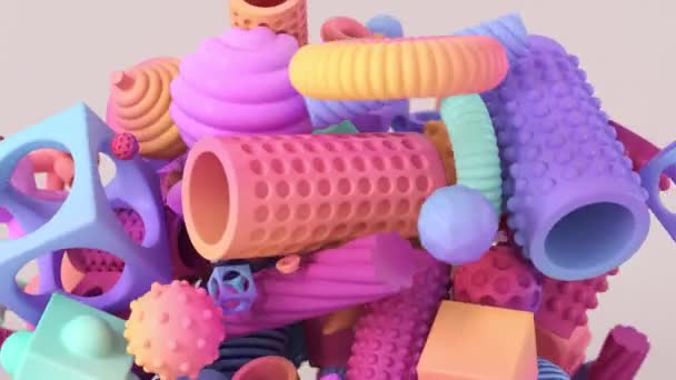 Animation Colorful Geometric Shapes Motion — Stock Video