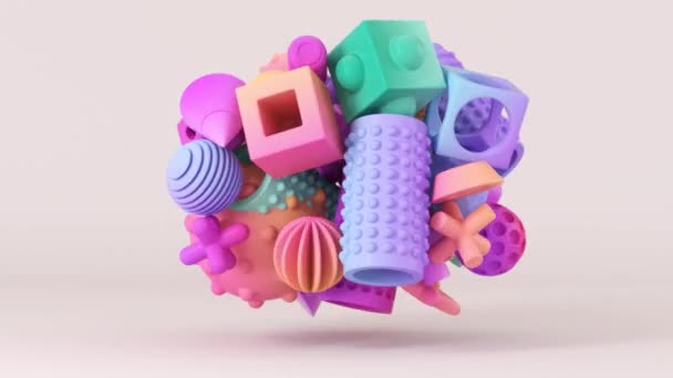 Animation Colorful Geometric Shapes Motion — Stock Video