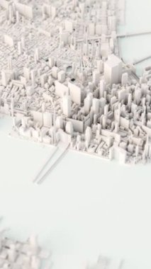 Beyaz Manhattan şehir animasyonunun 3 boyutlu canlandırması