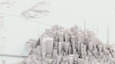 Beyaz Manhattan şehir animasyonunun 3 boyutlu canlandırması