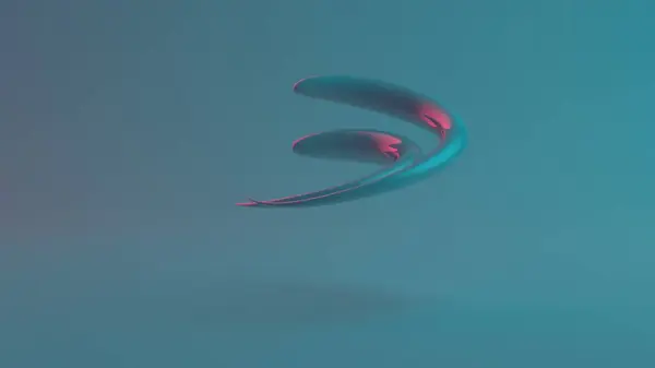 Sleek Відтворення Крапель Неоновими Ребрами Абстрактній Спіралі Синьому Фоні Стокова Картинка