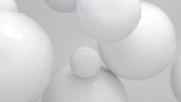 Циклічна Анімація Яких Барвистих Кульок Плавають Зіштовхуються — стокове відео
