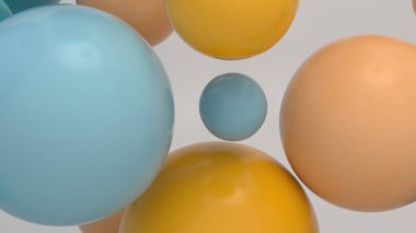 Yumuşak renkli toplar süzülüyor 3D görüntüleme