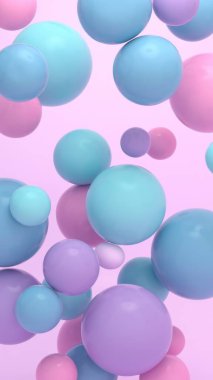 Yumuşak renkli toplar süzülüyor 3D görüntüleme