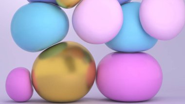 Yumuşak renkli toplar süzülüyor 3D görüntüleme
