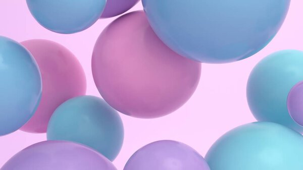 Мягкие разноцветные шары с плавающей 3D визуализацией