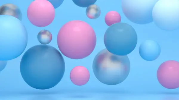 3Dレンダリングを浮遊する柔らかいカラフルなボール — ストック写真