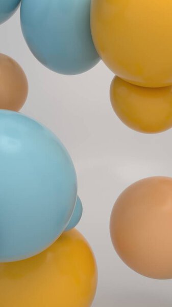 Soft colorful balls floating 3D rendering