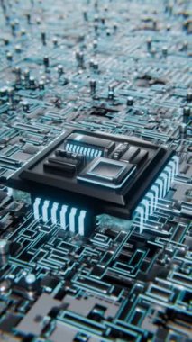 Gelişmiş Mikroçip Bir Anakart 3D döngü Video Bağlanıyor