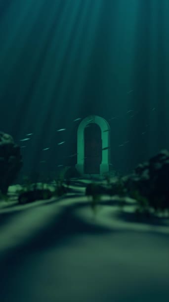 Puerta Enigmática Océano Escena Submarina — Vídeos de Stock