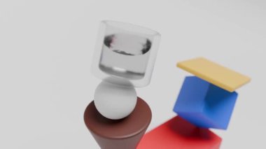 Döngü içinde hareket eden geometrik şekillerin zarif üç boyutlu sahnesi