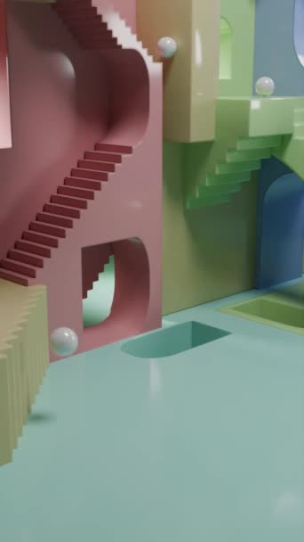スライドボールループ3Dアニメーション階段 — ストック動画