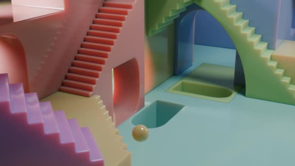 スライドボールループ3Dアニメーション階段 — ストック動画
