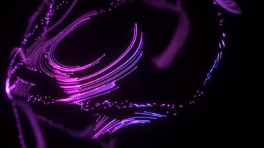 3D soyut neon arkaplan, parlayan pembe çizgi hareket ediyor