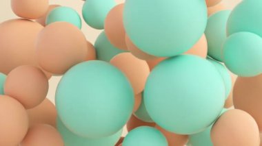 Süzülen ve çarpışan yumuşak renkli topların 4K döngü animasyonu.