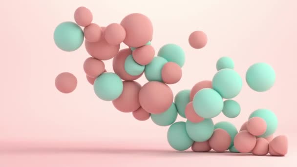 4Kループ 柔らかいカラフルなボールのアニメーション浮遊と衝突 — ストック動画