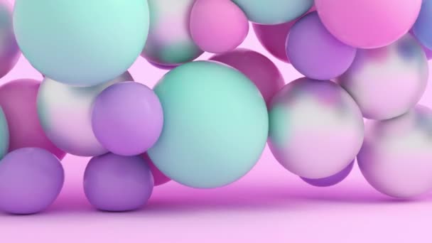 Loop Animation Soft Colorful Balls Floating Colliding — Stock Video