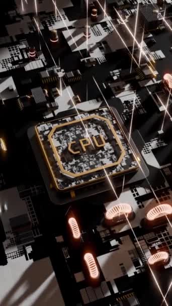 Microchip Avanzado Que Conecta Con Una Placa Base 3Dvideo — Vídeo de stock