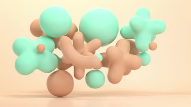 Loop Animation Soft Colorful Shapes Floating Colliding — Stock Video